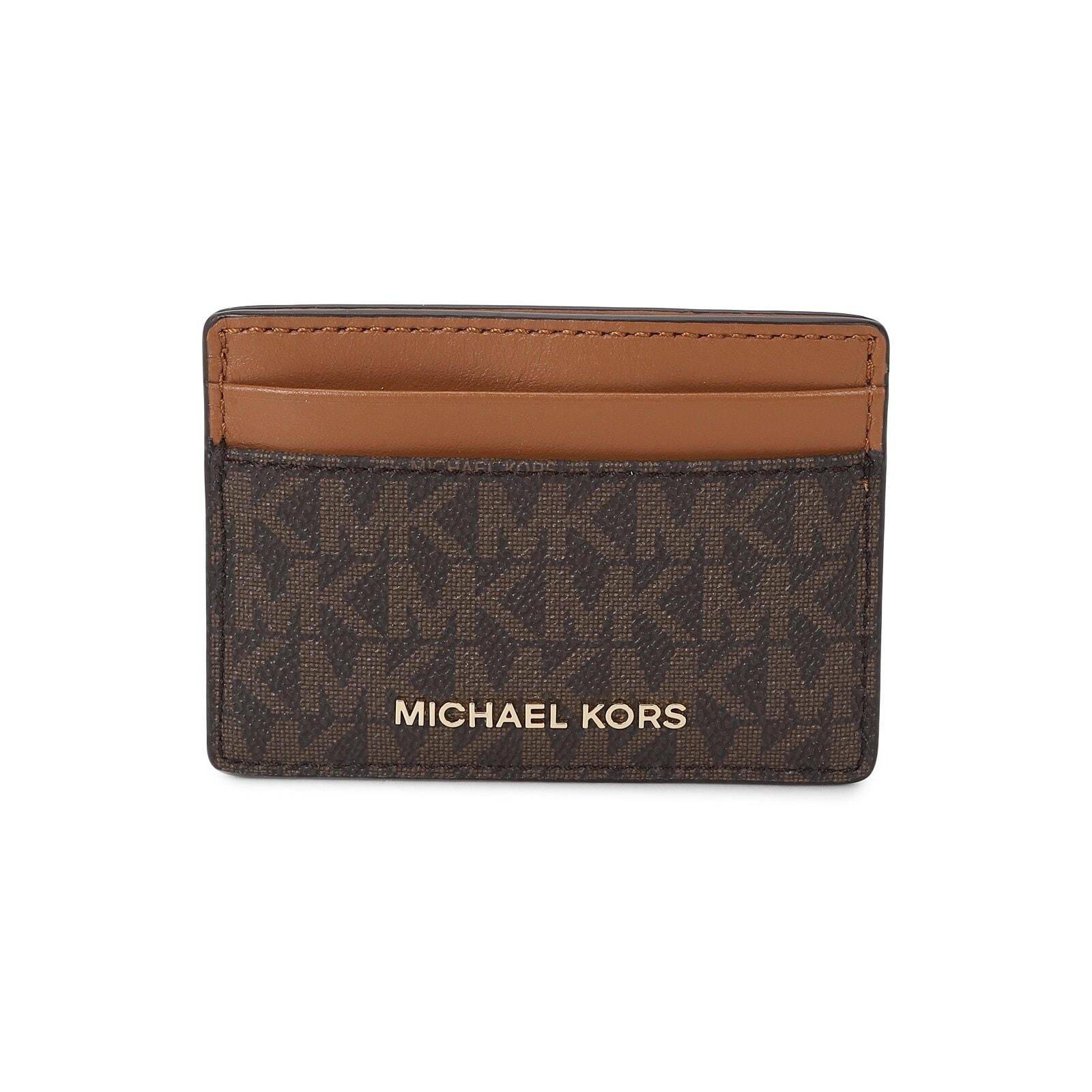 women brown mk monogram card holder