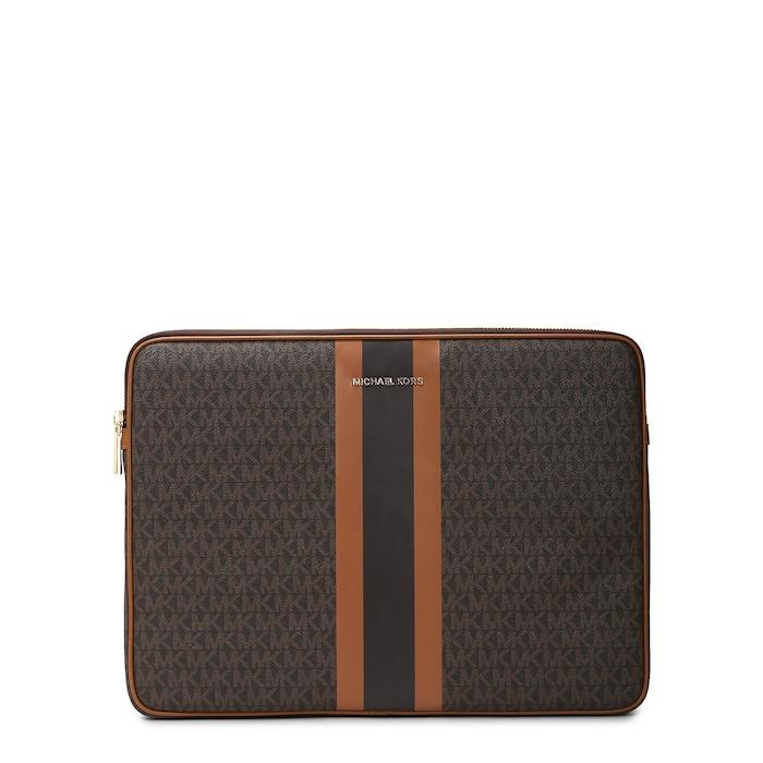 women brown mk monogram laptop case