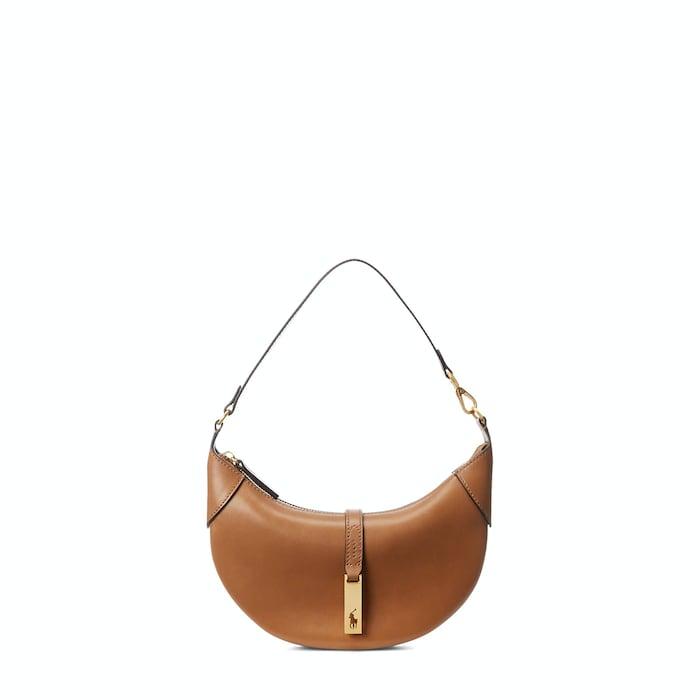 women brown polo id calfskin mini shoulder bag