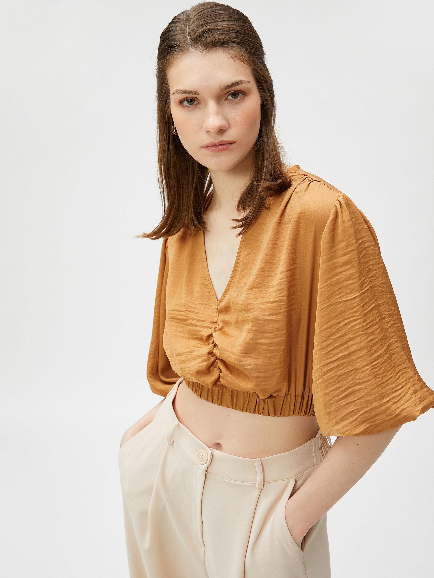 women brown textured comfortable top