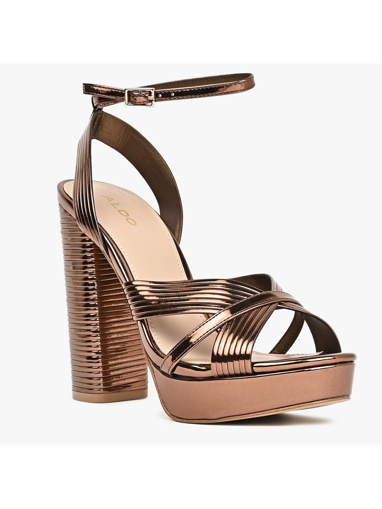 women buckle bronze sandals