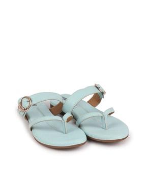 women buckle strap thong slip on flat sandals