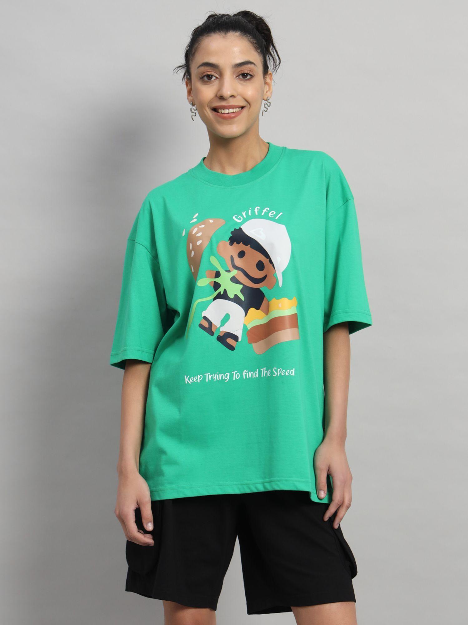 women burger oversized neon green t-shirt