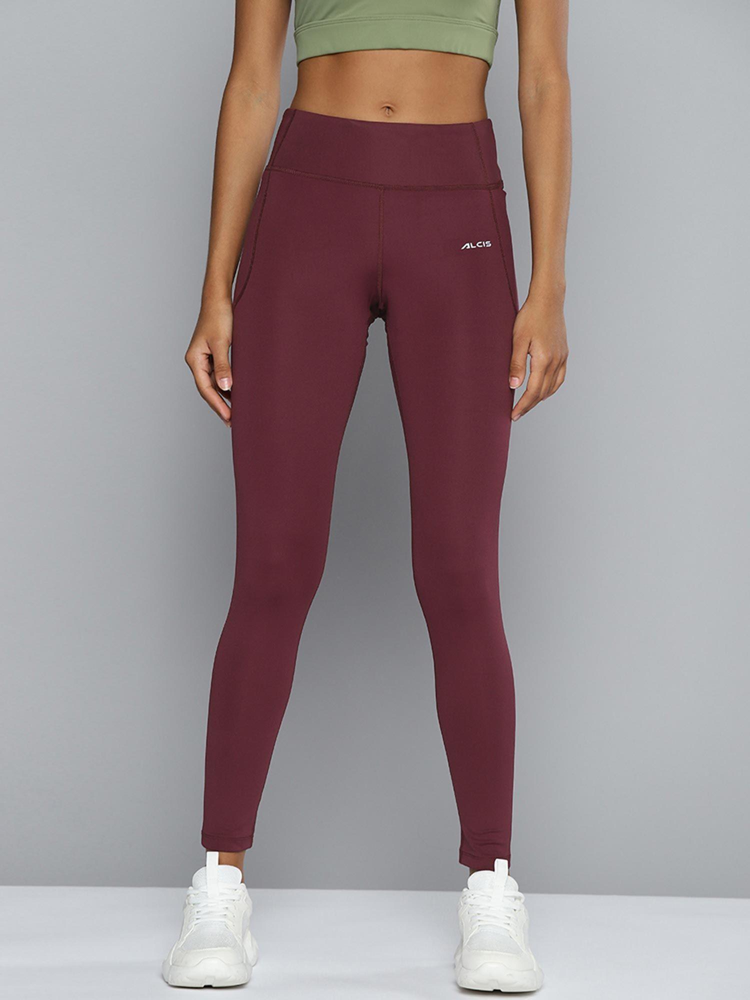 women burgundy solid tights