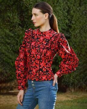 women buttercup flower print regular fit top