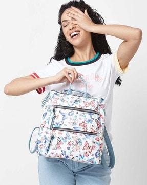 women butterfly print backpack with adjustable straps
