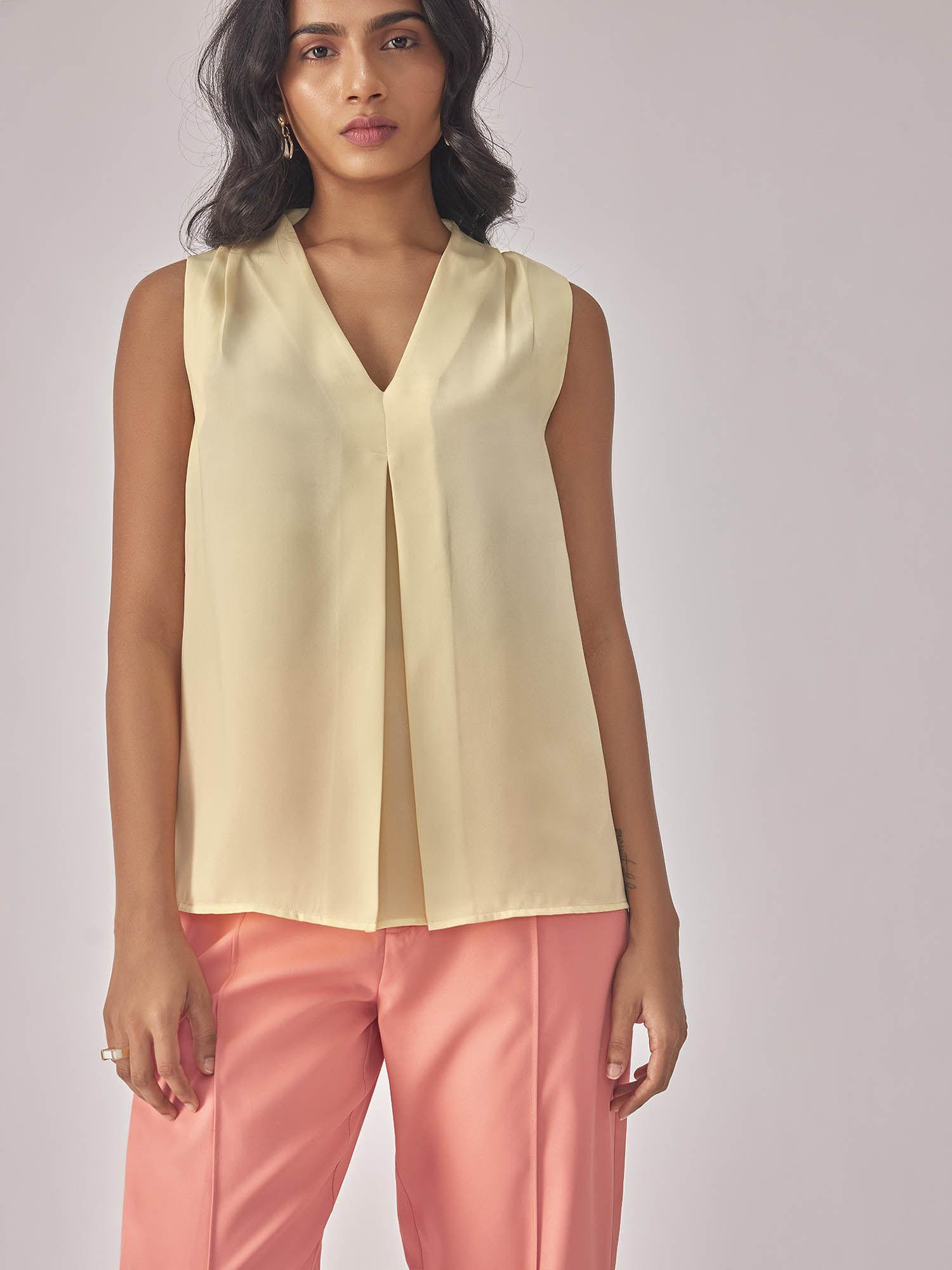 women butterscotch inverted pleat blouse