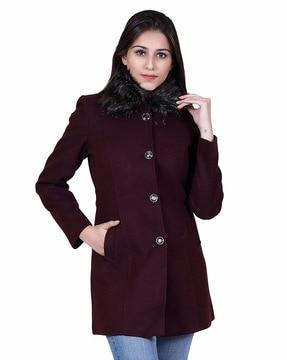 women button-closure fitted peacoat