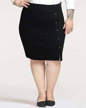 women button-closure pencil skirt