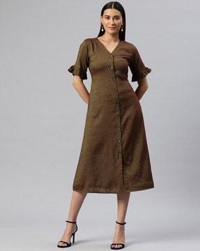 women button-down a-line dress