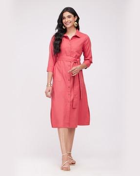 women button-down a-line dress