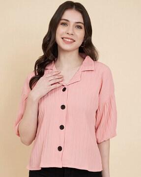 women button-down boxy fit shirt