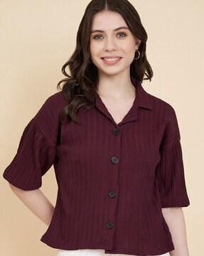 women button-down boxy fit shirt