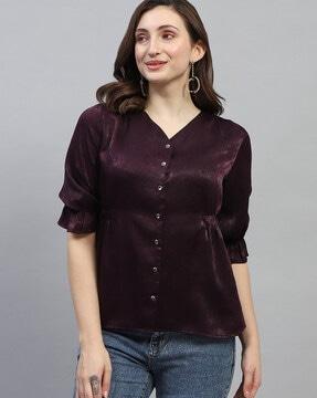 women button-down regular fit top