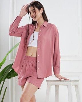 women button-down shirt with cuffed sleeves