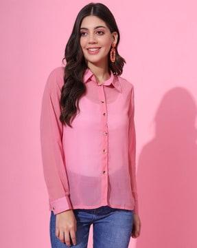 women button-down shirt with full sleeves