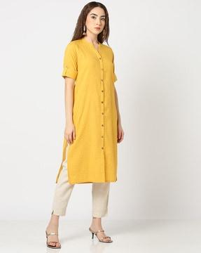 women button-down straight kurta