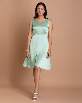 women button-front a-line dress