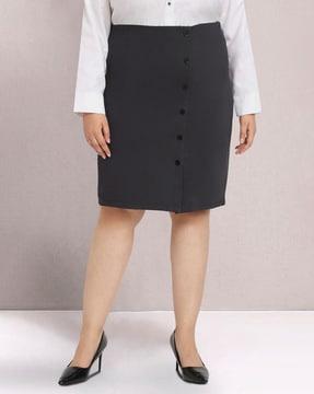 women button front pencil skirts