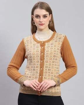 women button-front round-neck cardigan