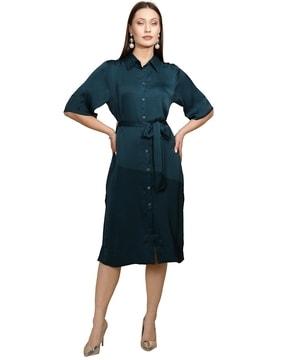 women button-front shirt dress