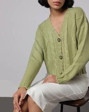 women cable knit cardigan