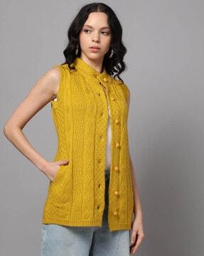 women cable-knit regular fit cardigan