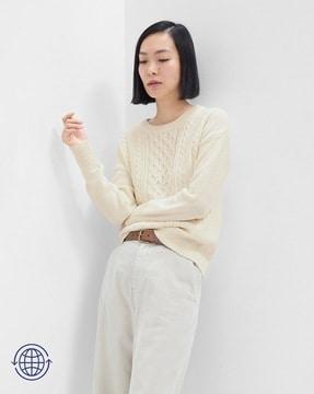 women cable-knit relaxed fit pullover
