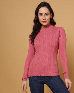 women cable-knit slim fit pullover