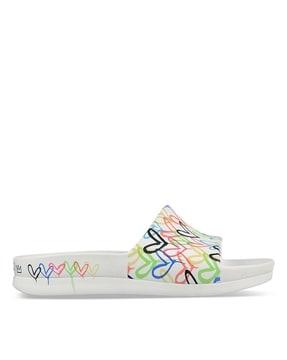 women cali charm-trust love printed sliders