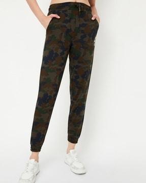 women camouflage print straight joggers