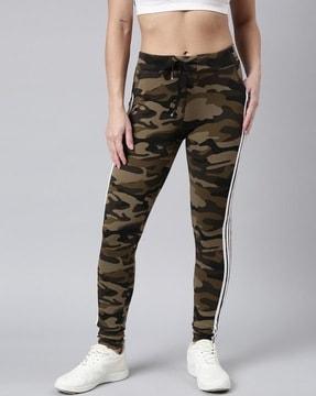 women camouflage print straight track pants