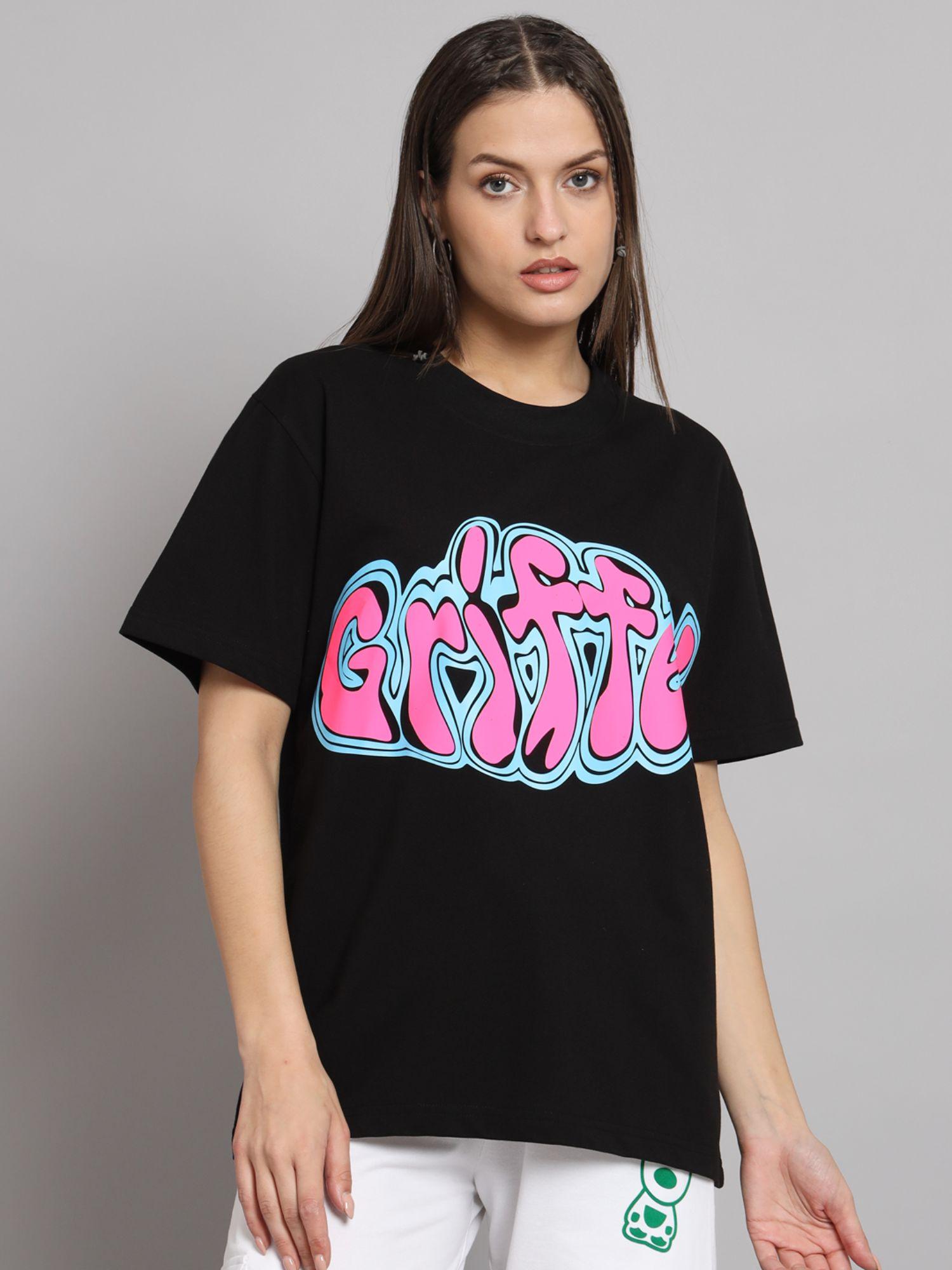 women candy oversized black t-shirt