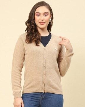 women cardigan with ribbed hem