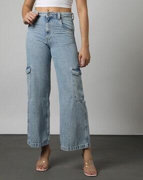 women cargo cotton jeans