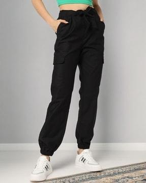 women cargo joggers with waist tie-up