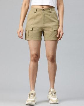 women cargo shorts with button closure