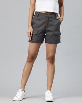 women cargo shorts with button closure