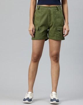 women cargo shorts with button closure