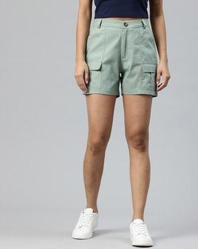 women cargo shorts with button closure