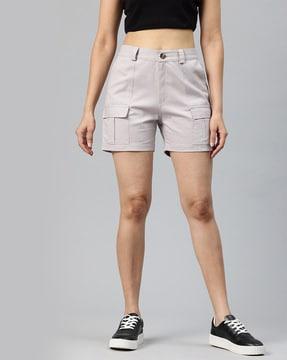 women cargo shorts with button closure