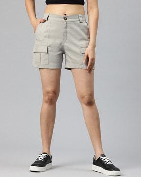 women cargo shorts with button closure