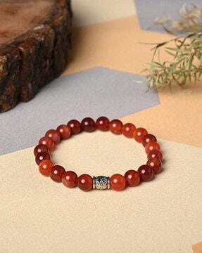 women carnelian-stone beaded stretch bracelet