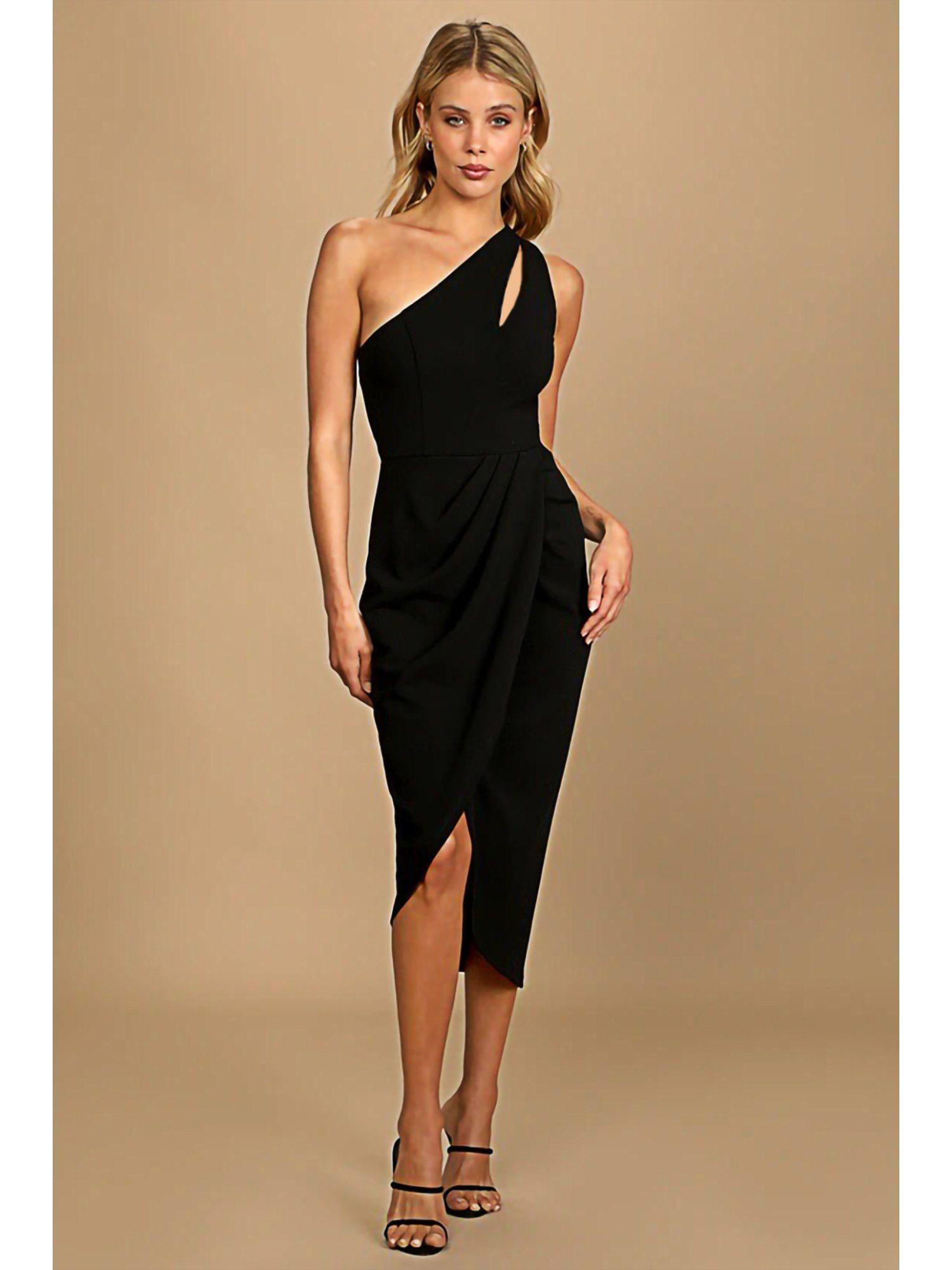 women casual black colour knee length solid bodycon dress