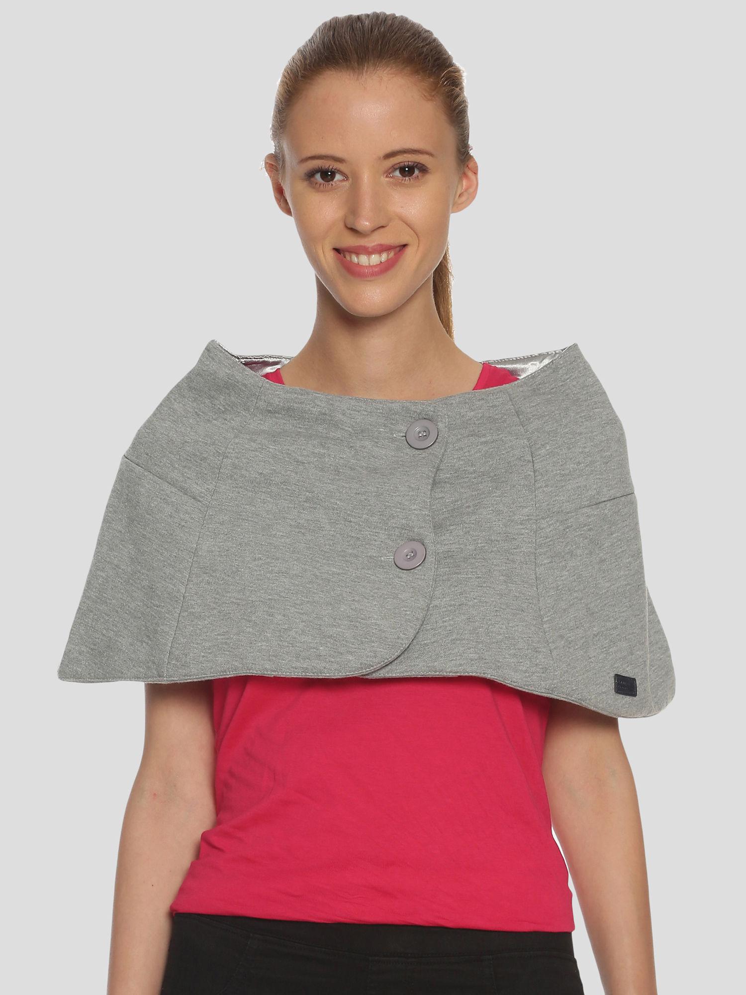 women casual half sleeve solid grey top
