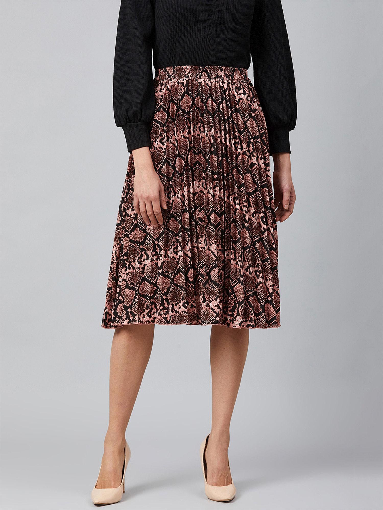 women casual multi colour animal a-line skirt