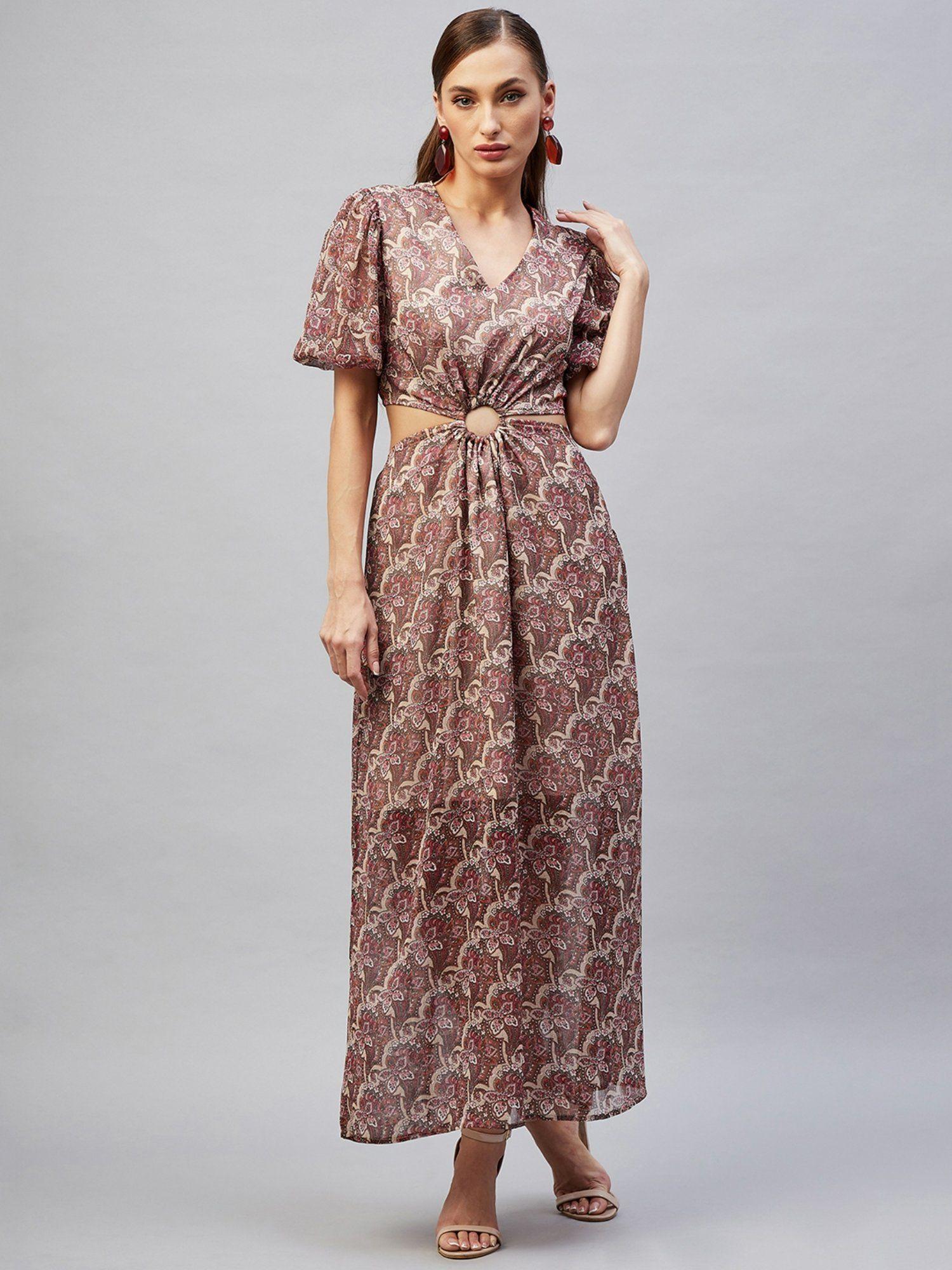 women casual multi colour maxi floral dress