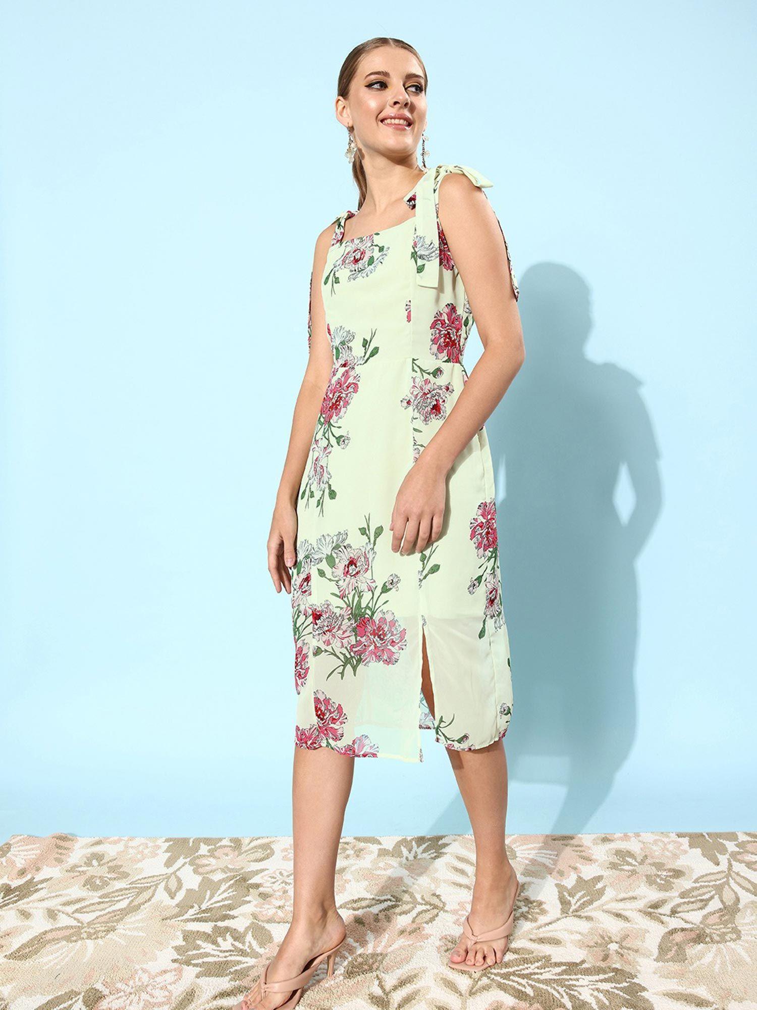 women casual multi colour midi floral dress