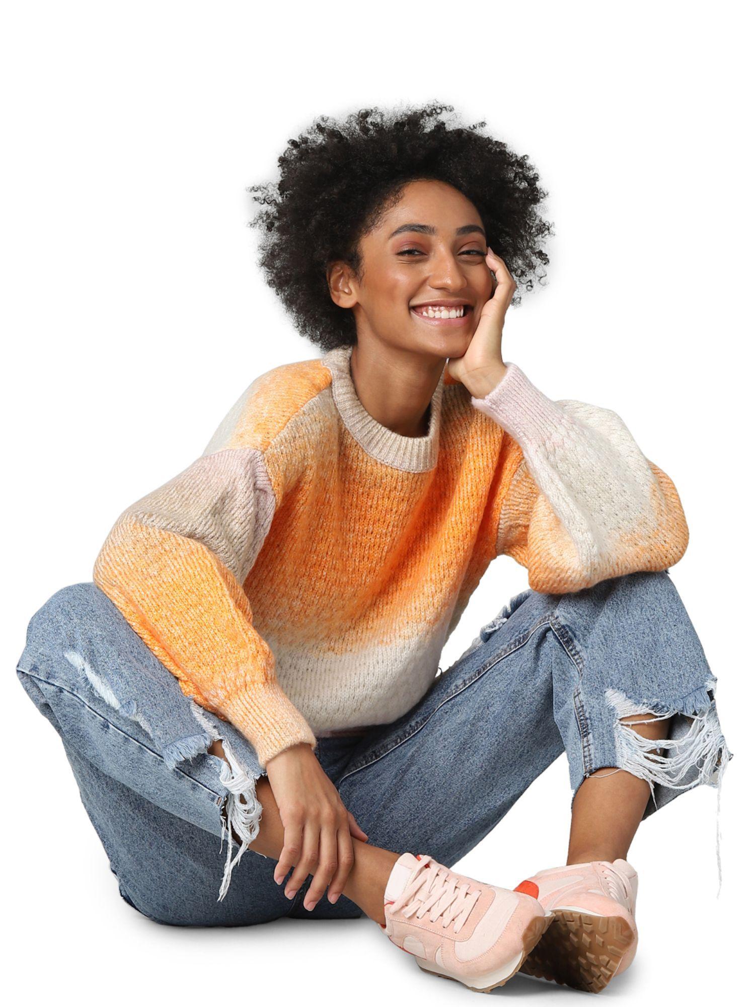 women casual orange sweater