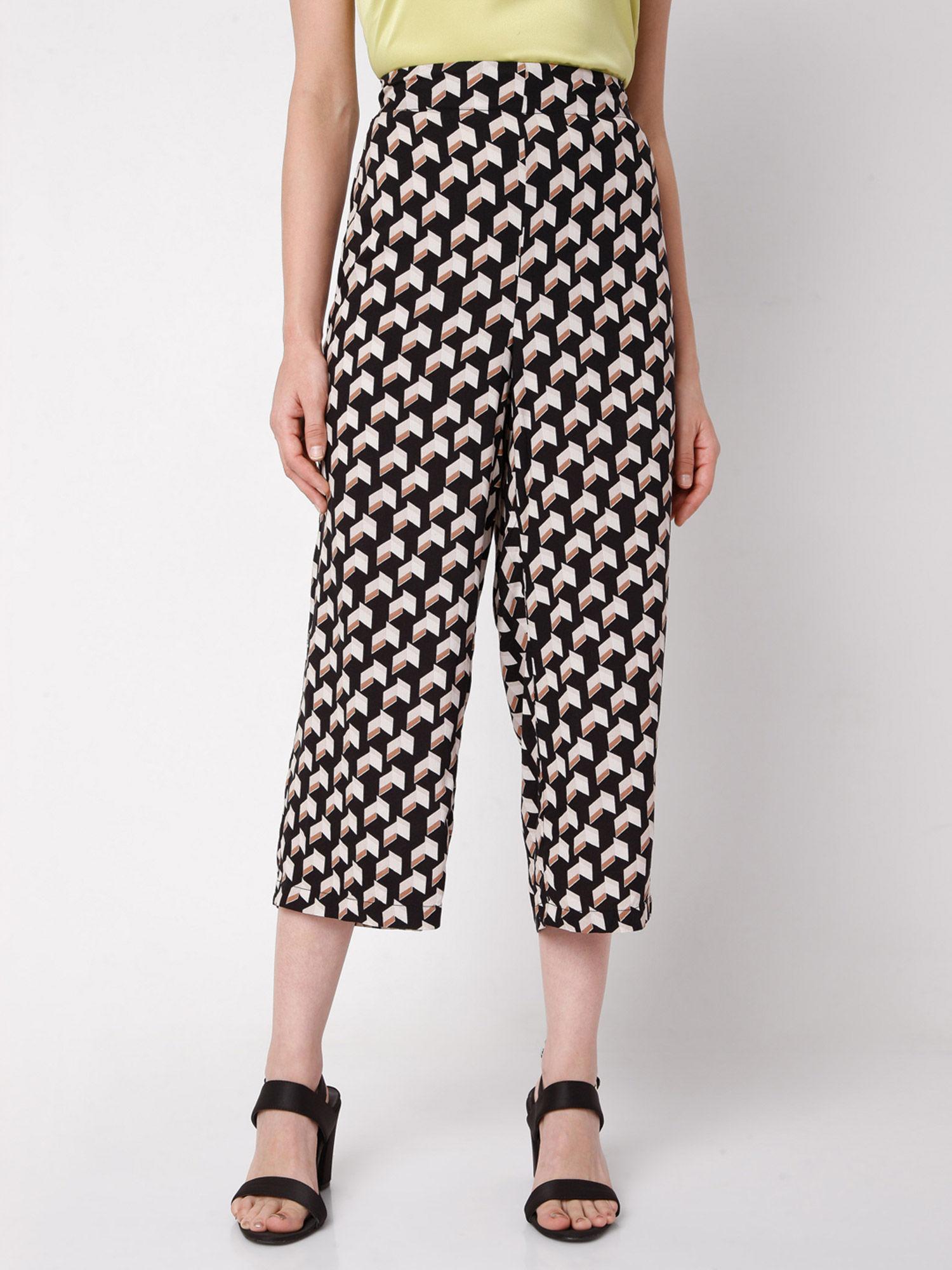 women casual printed black pants